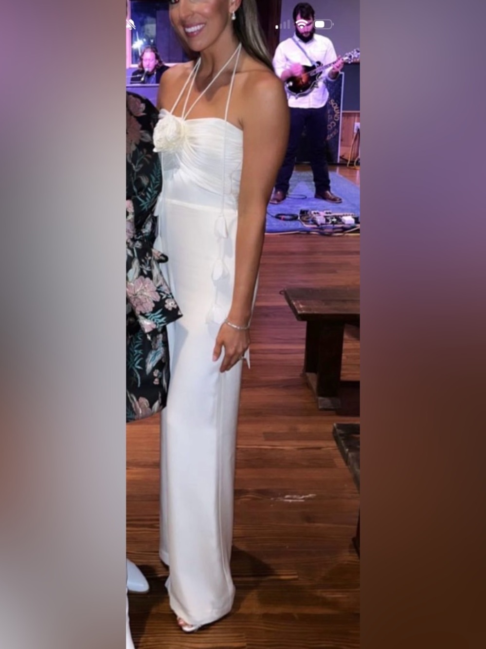 Alexis Cream Halter Jumpsuit with Rosette Detail - Picture 4 of 5